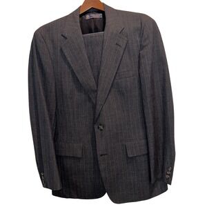 Vintage Brooks Brothers Gray Pinstripe Wool 2 piece Suit 40 Regular Made in USA